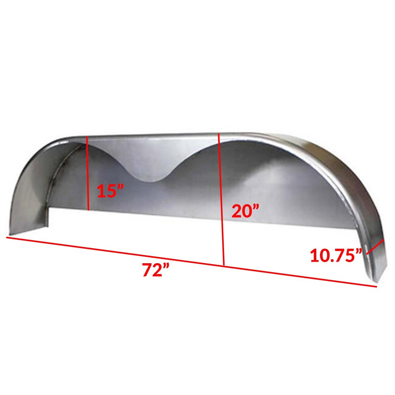 2 Pack - 72x10.75" Tandem Axle Steel Trailer Fender with Back Plate