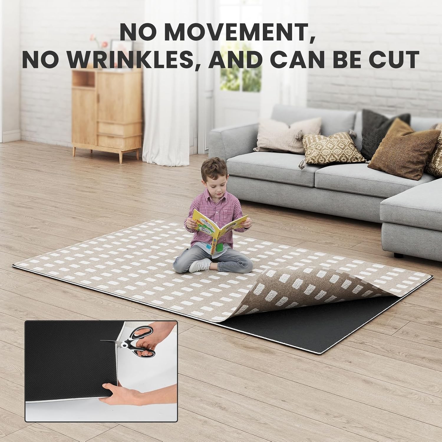 SLSY Rug Pad Cushioning Carpet Pad Mats 8'x5'/9'x6'/10'x8'/12'x9' Dual-Surface