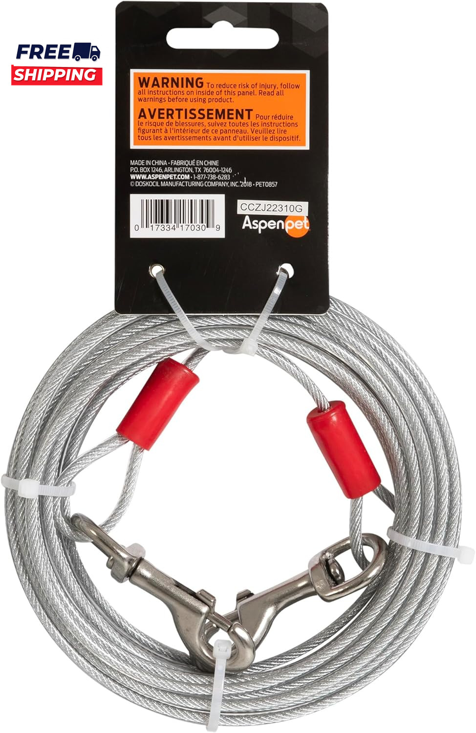 Dog Tie Out Cable 1700 Lbs Break Strength 30Ft Cable