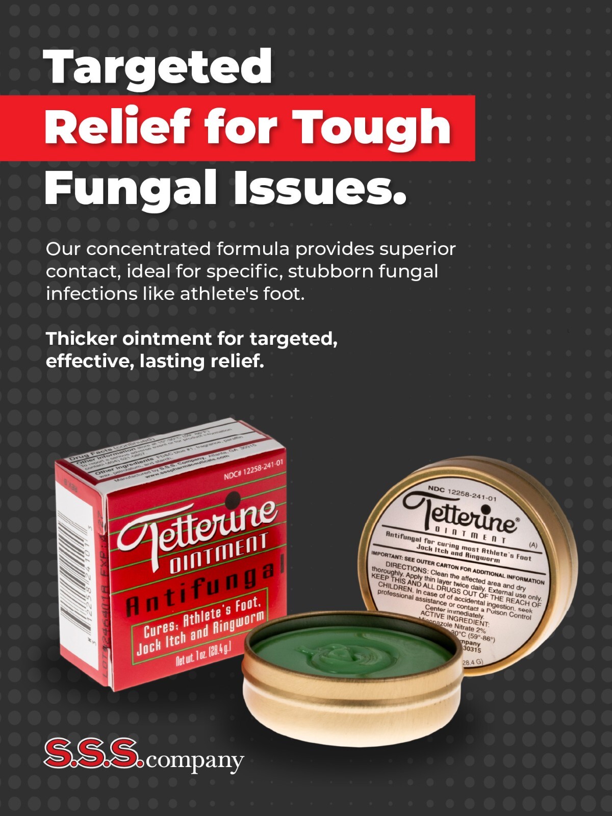 Tetterine Antifungal Salve for Athlete's Foot, Jock Itch, Ringworm - 1 oz