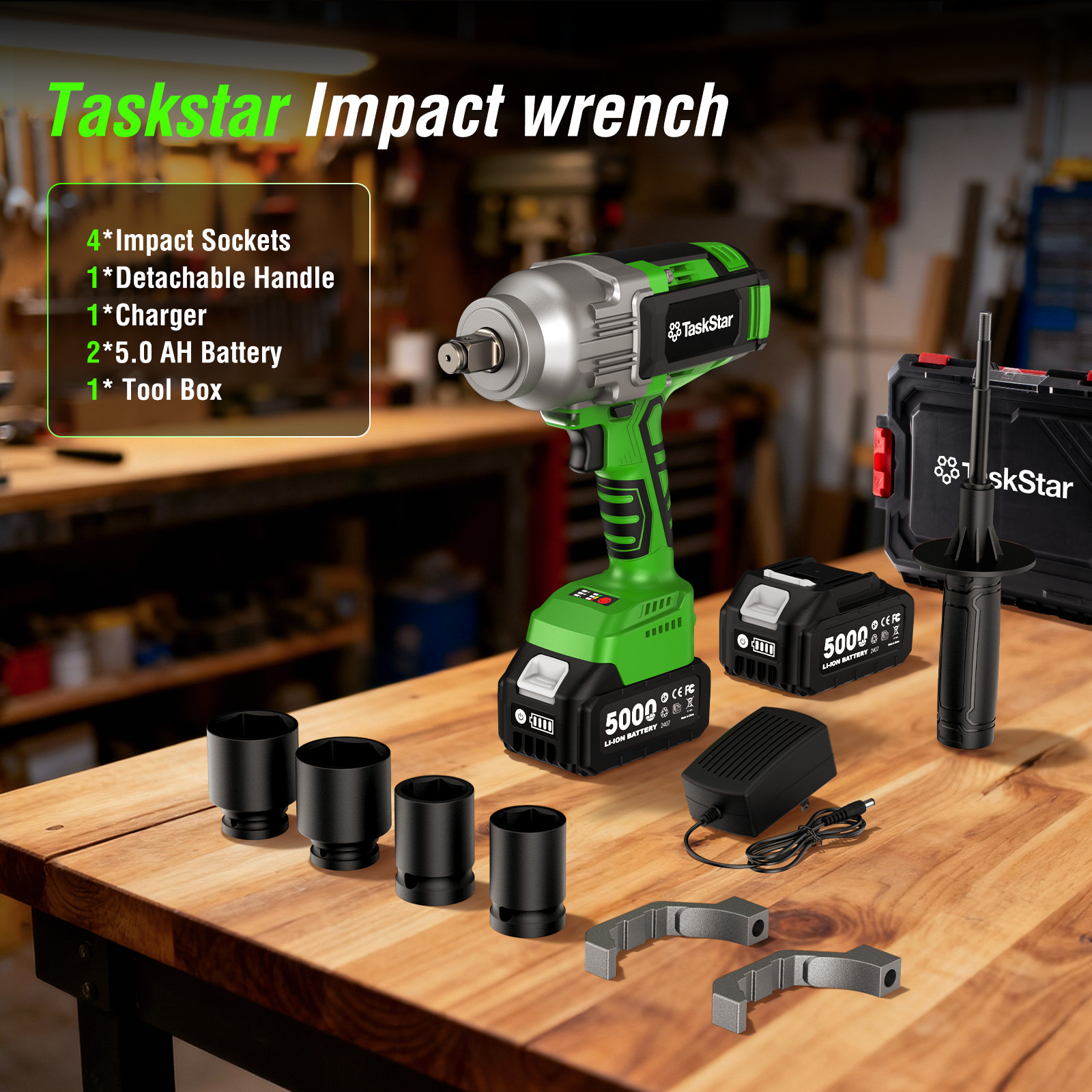 Taskstar 3/4 in Cordless Impact Wrench 2000Nm 1475ft-lbs Electric Impact Gun