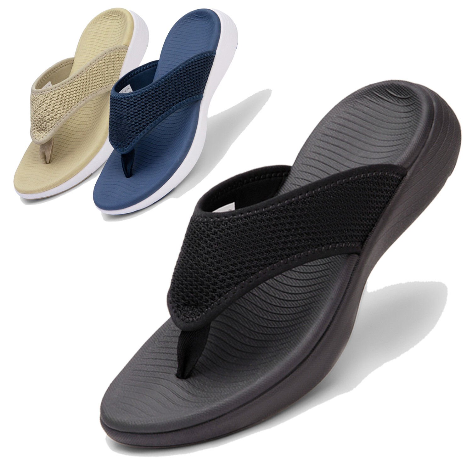 Women's Flip Flops Thong Sandals Air Cushion Arch Support Beach Pool Shoes
