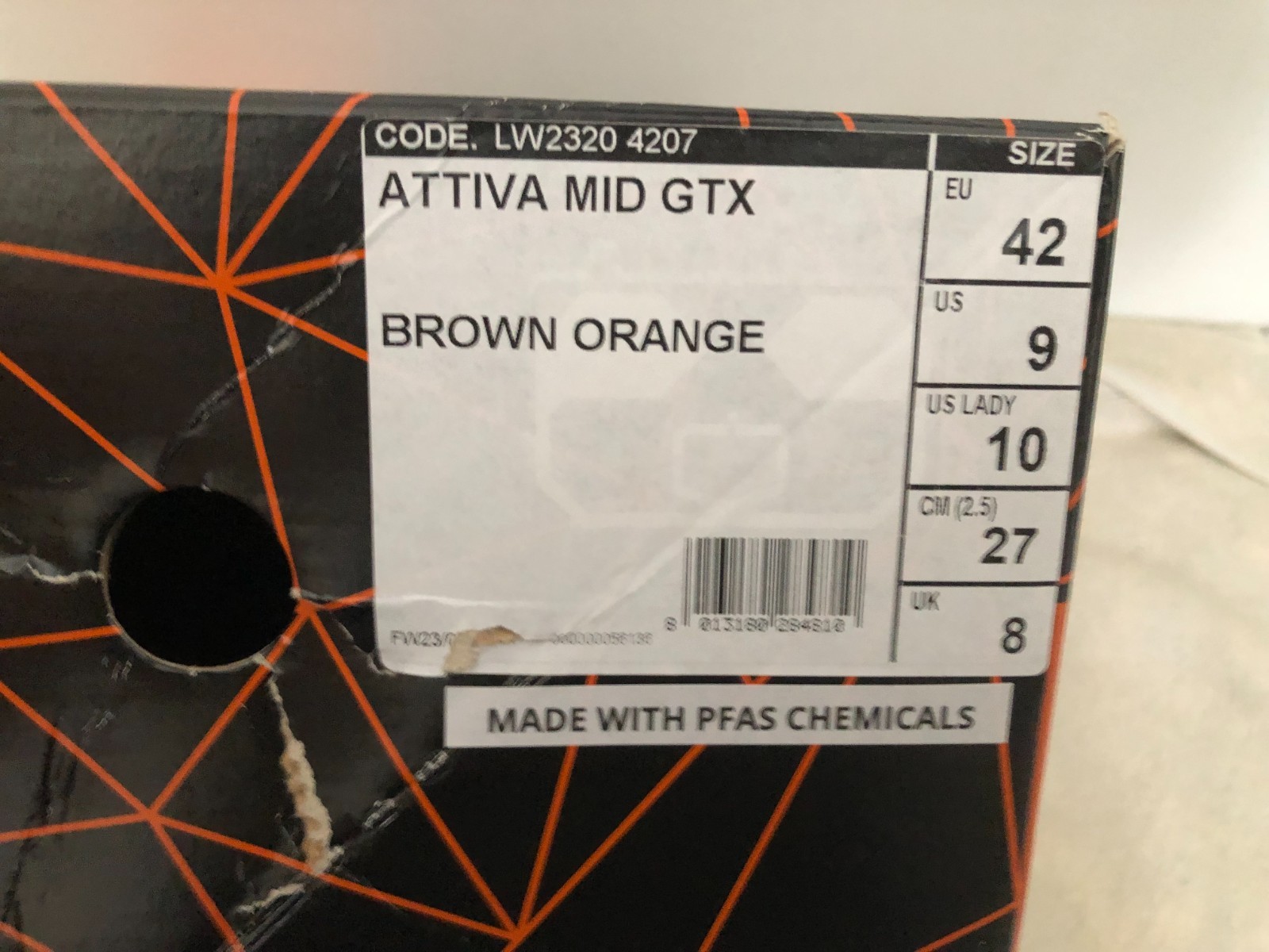 New Crispi Attiva Mid GTX Brown Orange Men’s Boots Size 9 LW2320 4207