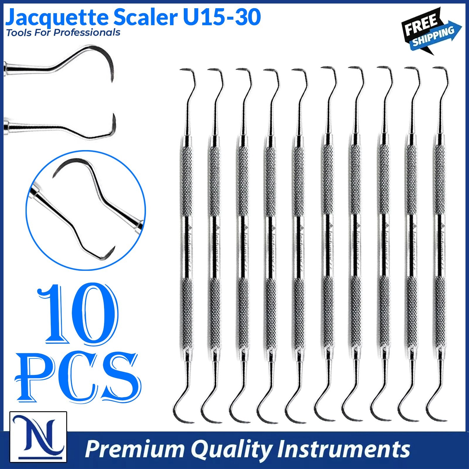 Dental Sickle Scaler Anterior Towner Jacquette scaler U15-33 DE W/Hollow Handle