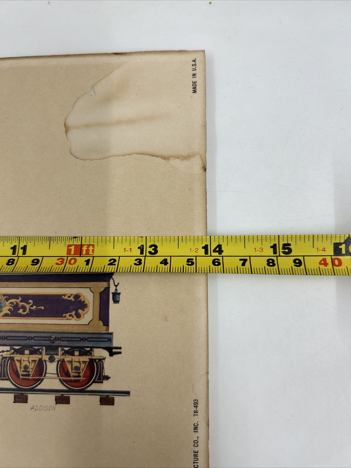 Vintage Baldwin Locomotive And Tender 14”x7” Litho 1859 President 10 Wheel 4-6-0