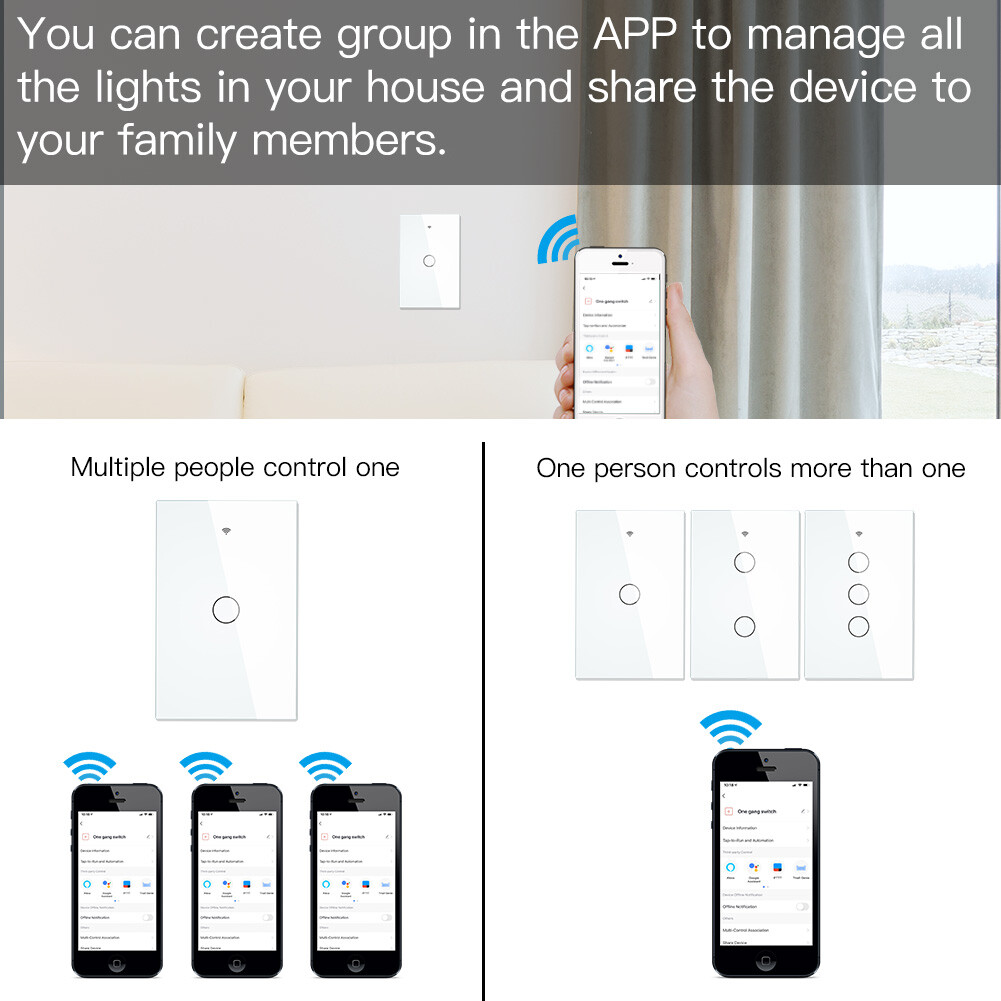 MOES ZigBee Smart Light Switch Wall Touch Glass Panel Alexa Google APP Control