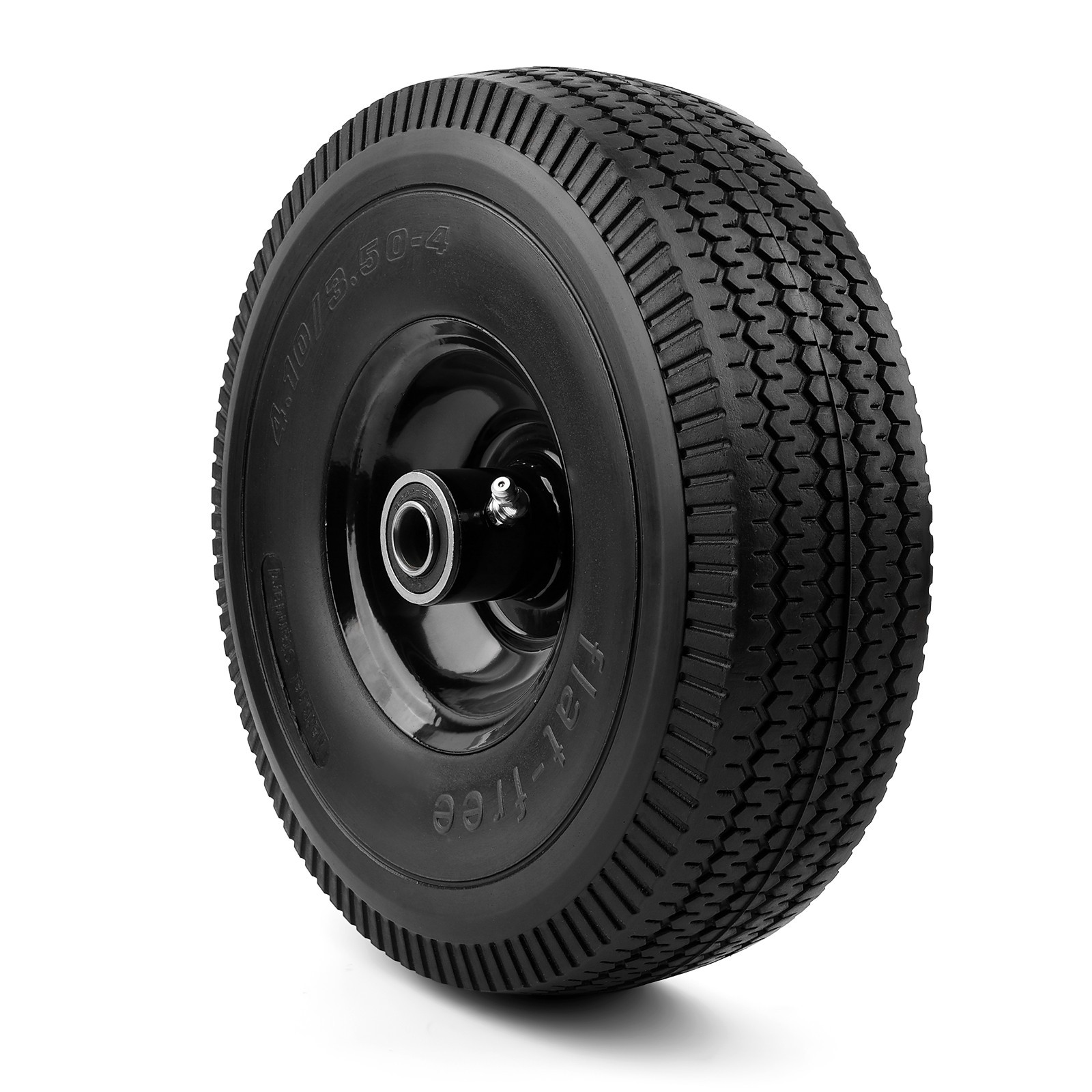 4PCS Upgrade 4.10/3.50-4 Flat Free Solid Rubber Tire and Wheel, 10" Solid Tires