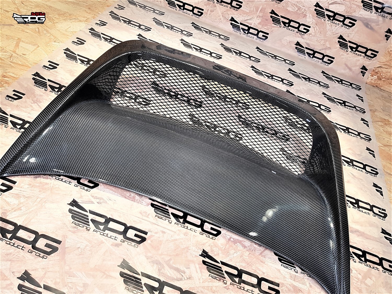 RPG Vacuum Plain Weave Carbon GTA Heat Extractor Hood Vent Scoop with Mesh Grill