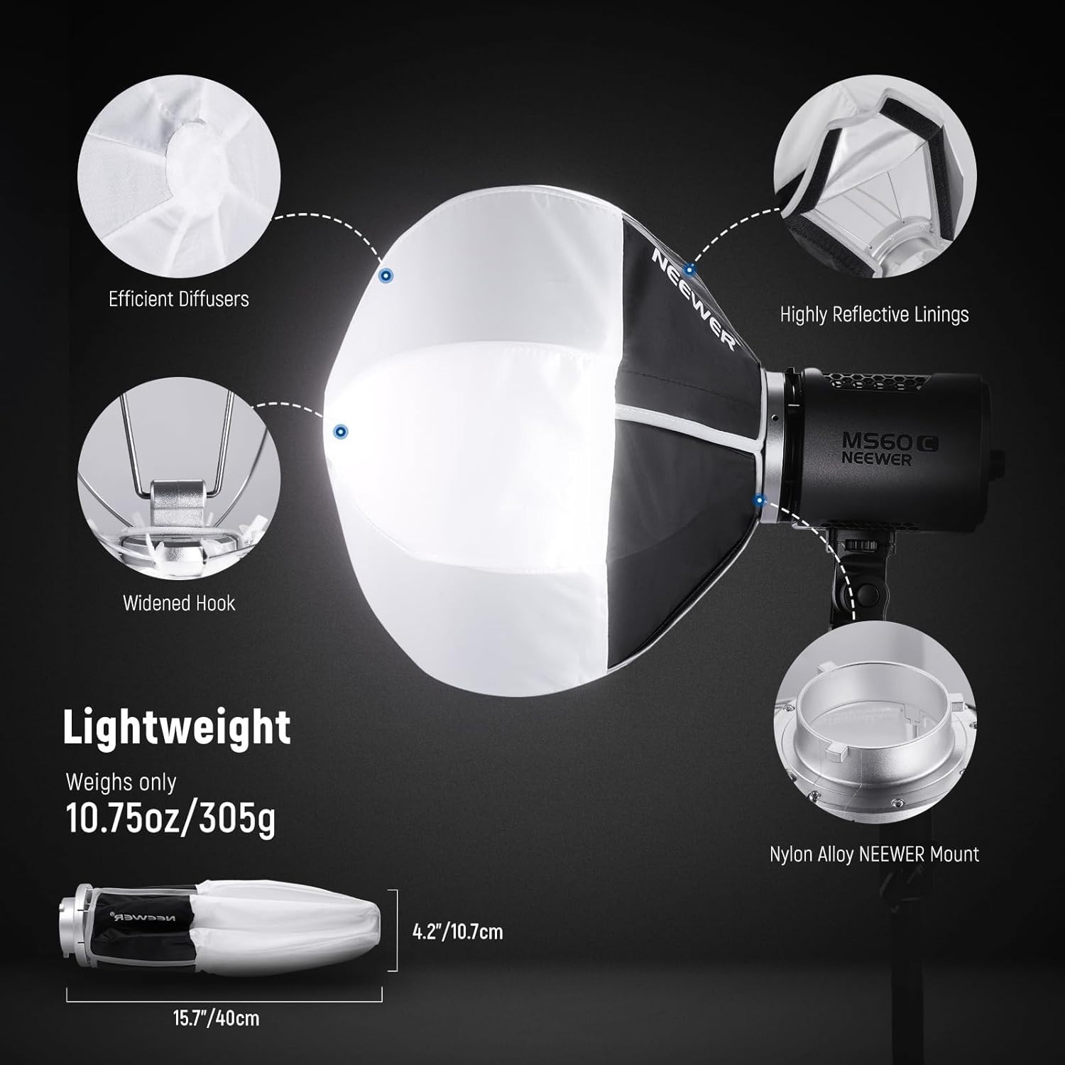 NEEWER 12"/30cm Lantern Softbox Light Diffuser Use for NEEWER Mount only