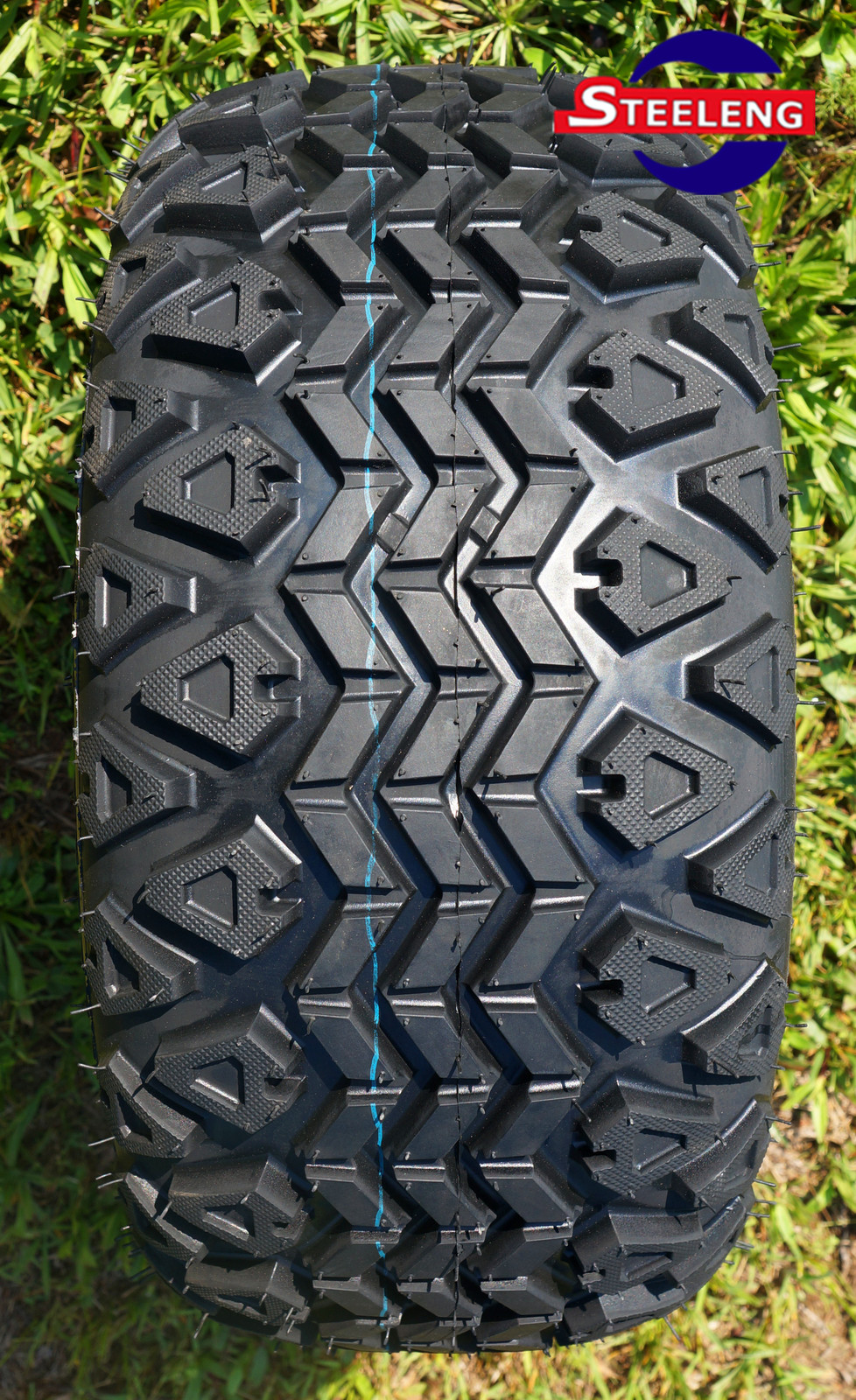 GOLF CART 10"x7" BLACK STEEL WHEELS and 20"x10"-10" ALL TERRAIN TIRES (4)