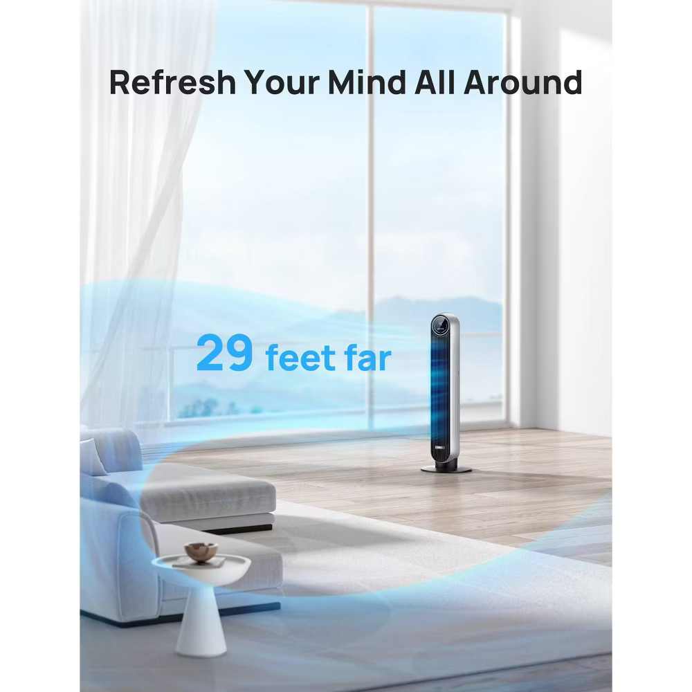 Dreo Nomad 36" Quiet Bladeless Tower Fan Black/Silver