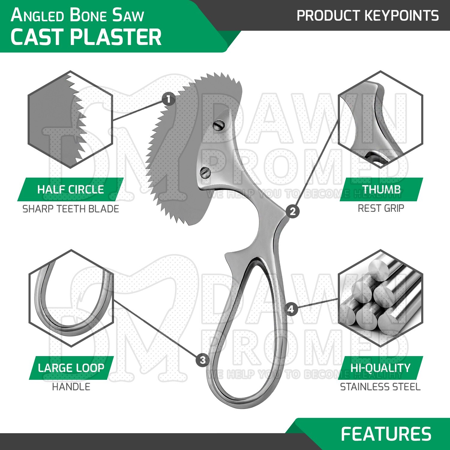 Angled Bone Saw 6" & Satterlee Bone Saw 13” 2 Pcs Set Orthopedic & Vet German Gr