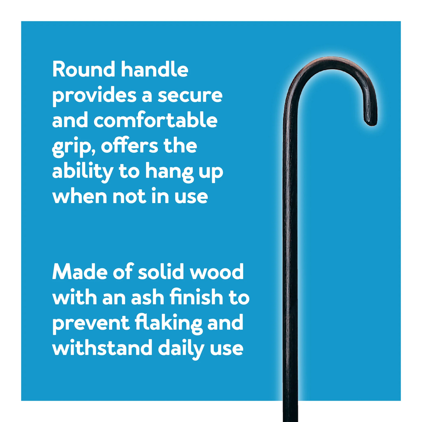 Carex Round Handle Wooden Walking Cane Black Color 1" with Rubber Tip 1 Count