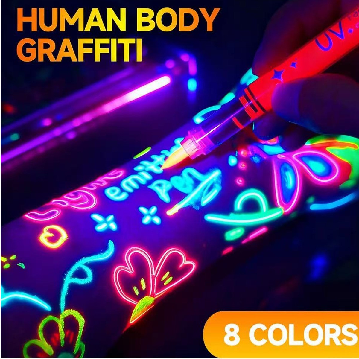 Glow in The Dark Face & Body Paint Sticks – 8 Neon Colors for UV Blacklight Par