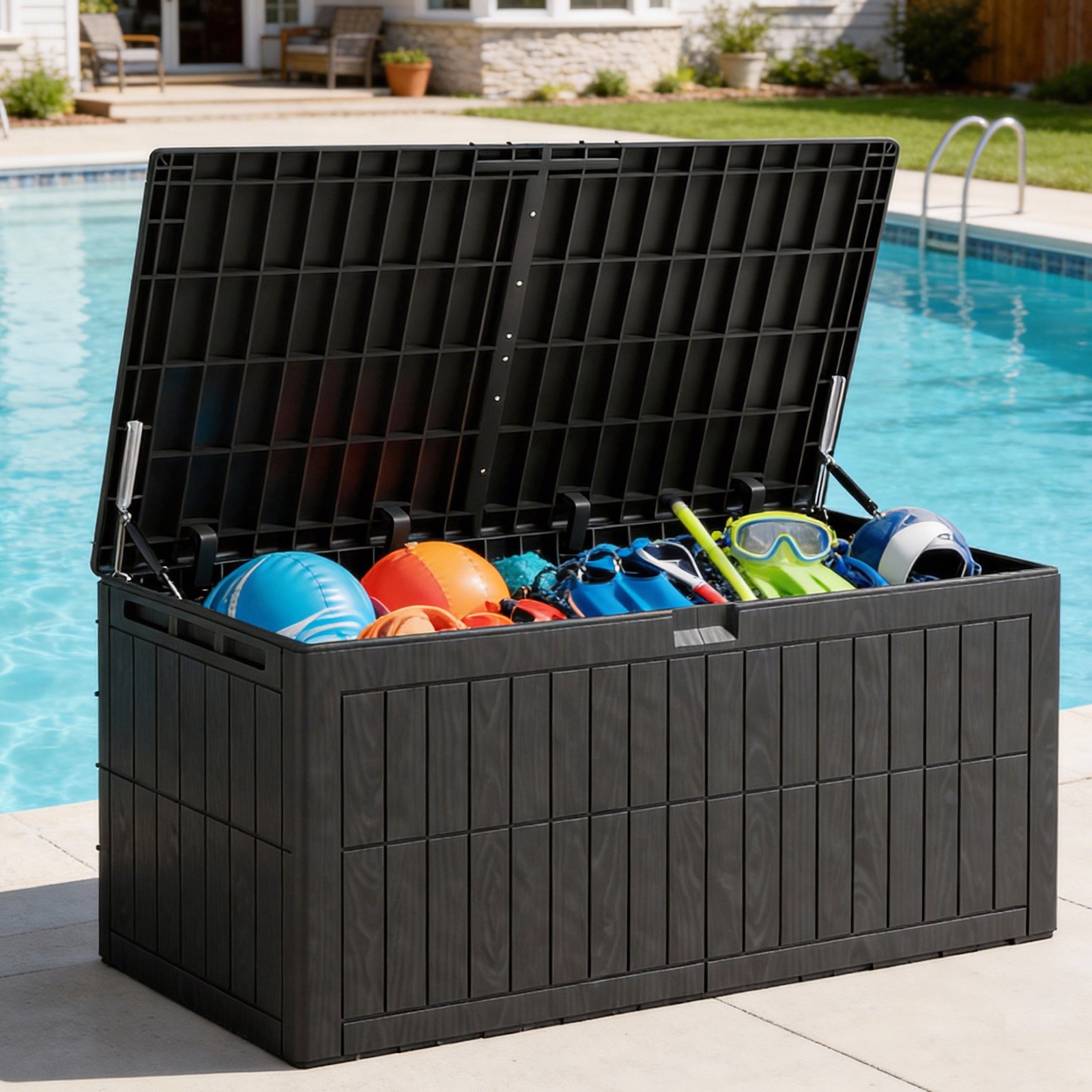 Outdoor Storage Deck Box Resin Chest Bin Patio for Garden 220 Gal WaterProof