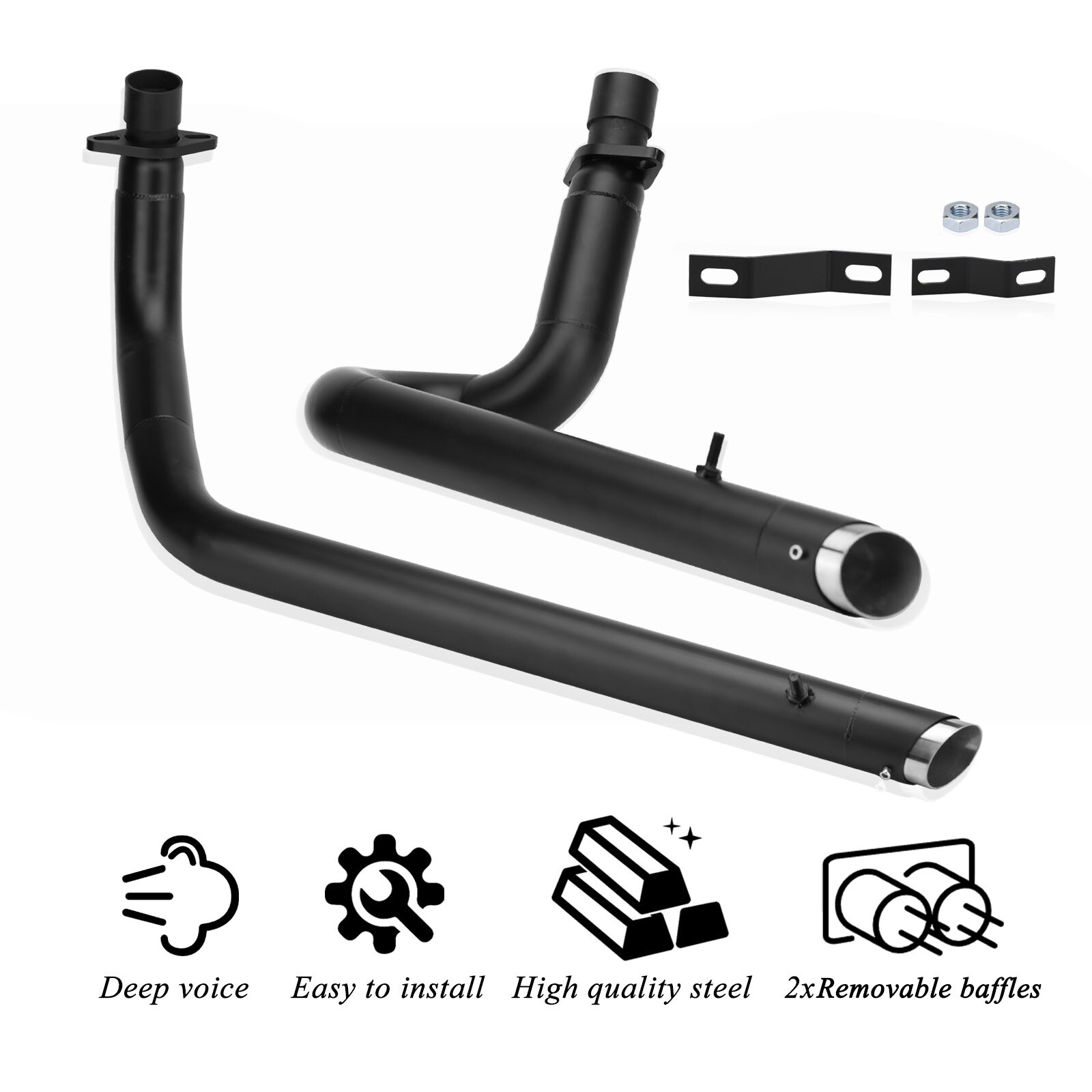 Shortshots Staggered Exhaust Pipes System Muffler For Honda Shadow VLX600 VT600C