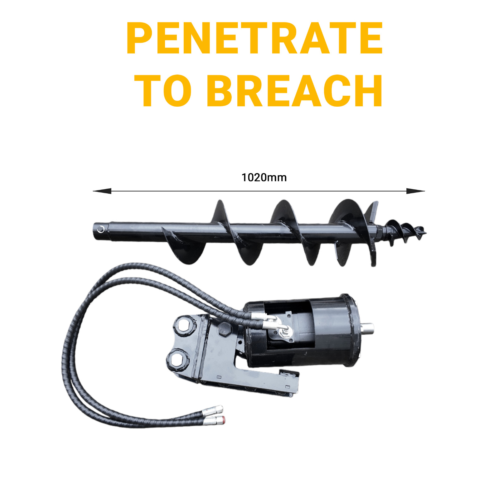 200mm Auger Drill with Hoses for 1-1.8 Ton Mini Excavator