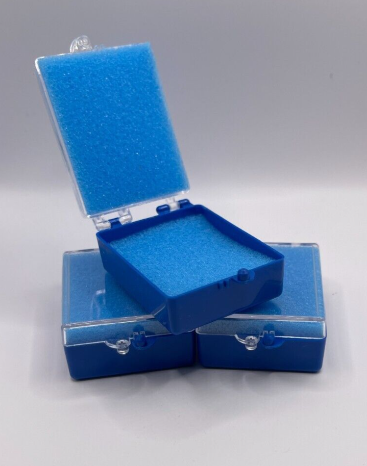 50 Pack, 2" Blue Crown Foam Case Container Hinged Display Box Jewelry Teeth