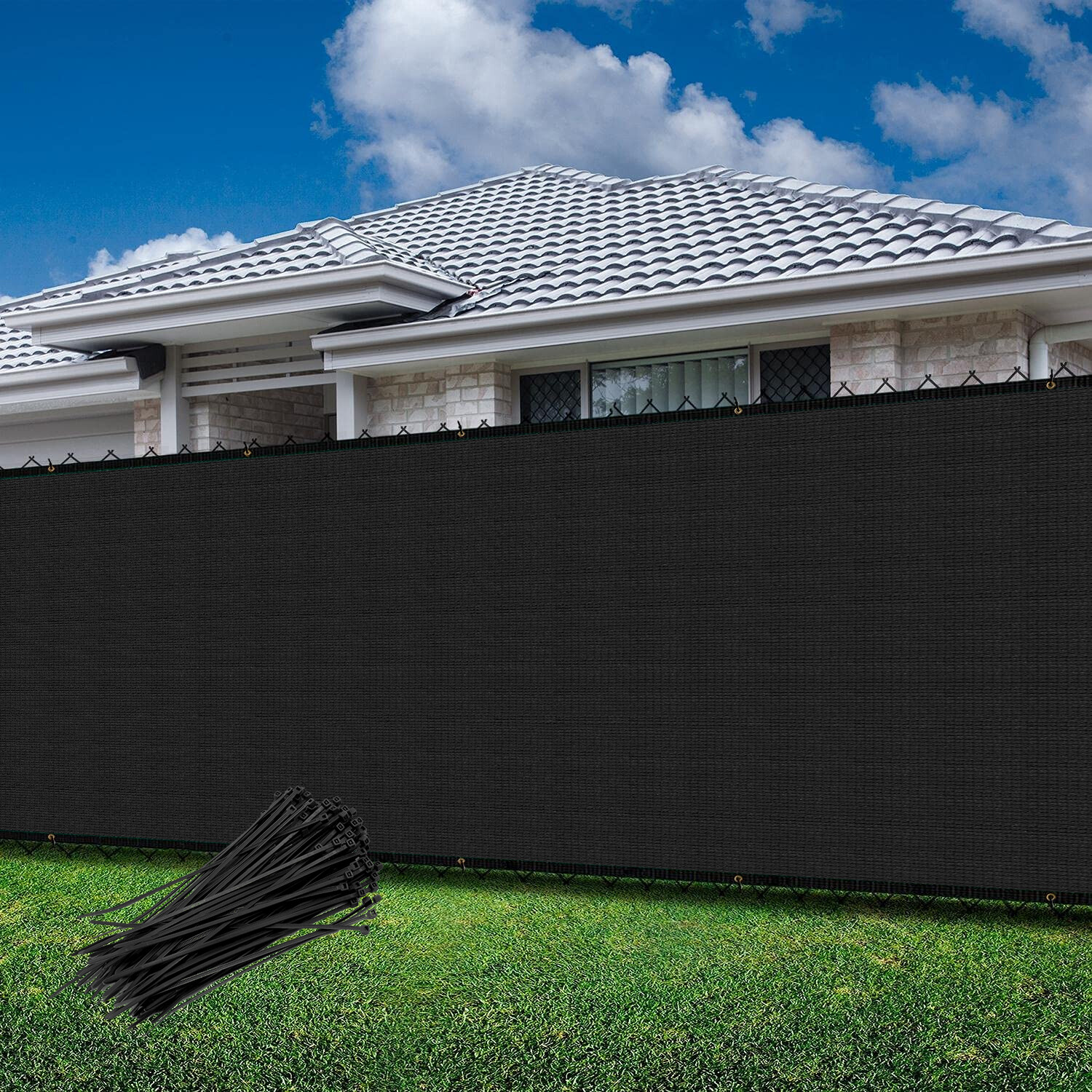 4' 5' 6' 8' tall Fence Privacy Screen Shade Cover Windscreen Mesh Garden-Black
