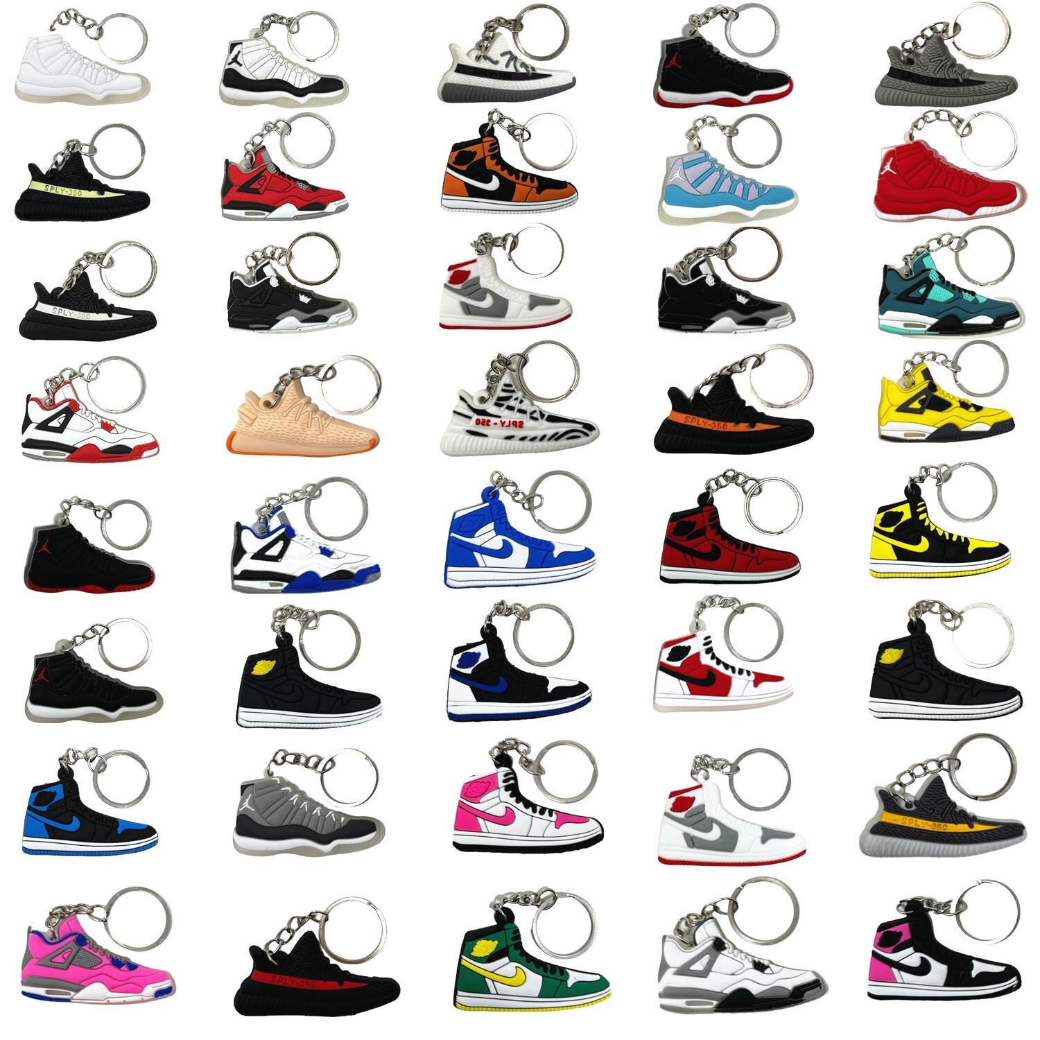50 Pcs of 2D Sneakers Keychains Hype Beast Sneaker 2D Variety of Keychains Lot