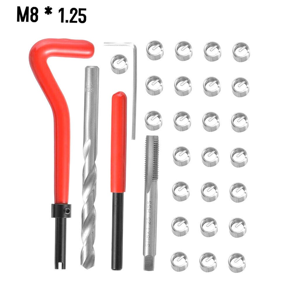15PC M8 x 1.25 Metric Thread Repair Install Tool Insert Kit M8 Helicoil Coil US