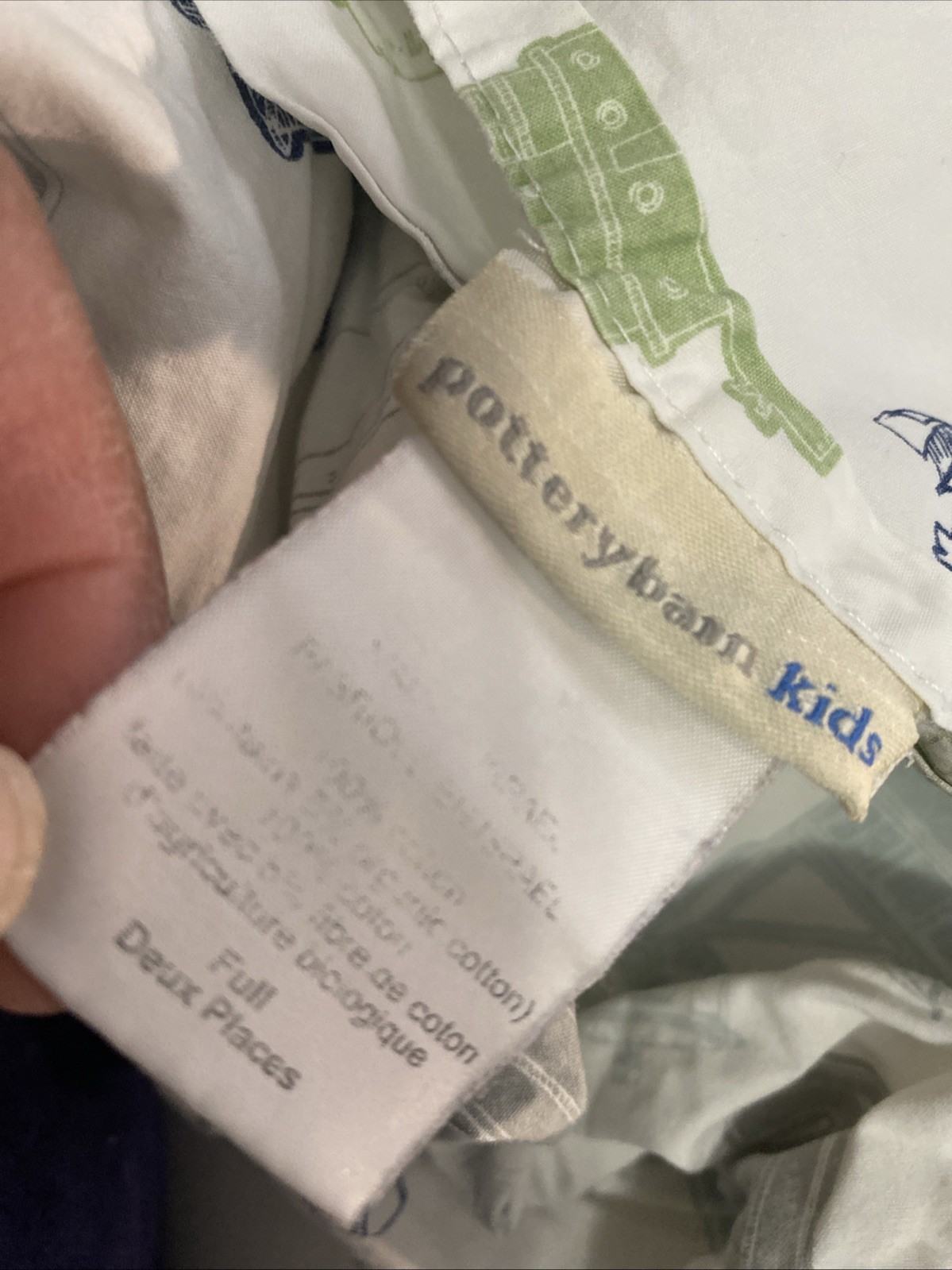 Pottery Barn Kids Ships Sheet Set White Blue Gray Full Flat Fitted Pillowcases