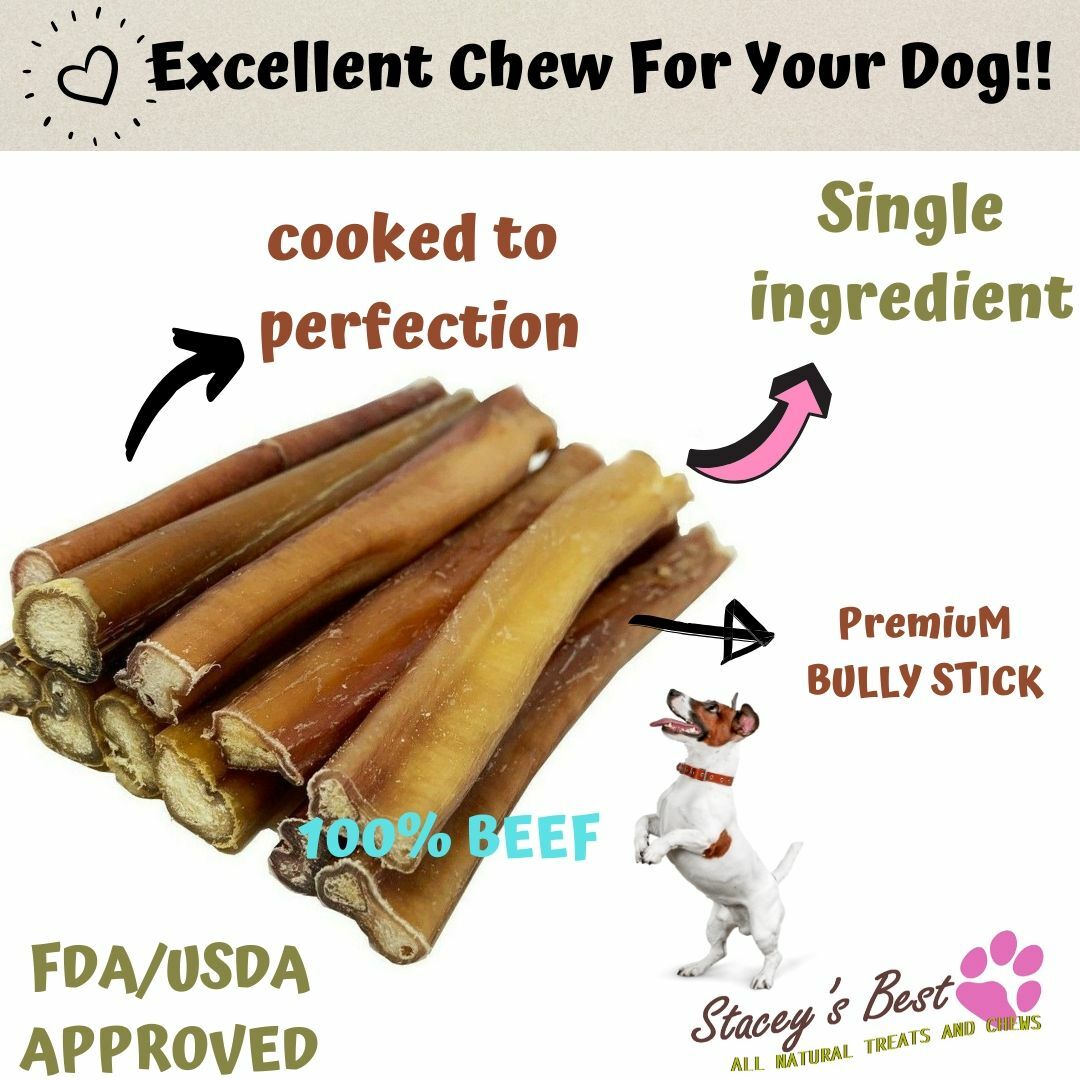 PREMIUM 6" inch BULLY STICKS FOR DOGS EXCELLENT DOG CHEW AND DOG TREAT (10 pcs)