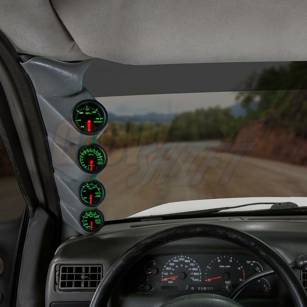 GlowShift T7 4 Gauge Diesel Set + Gray Pod for 99-07 Ford Super Duty Powerstroke