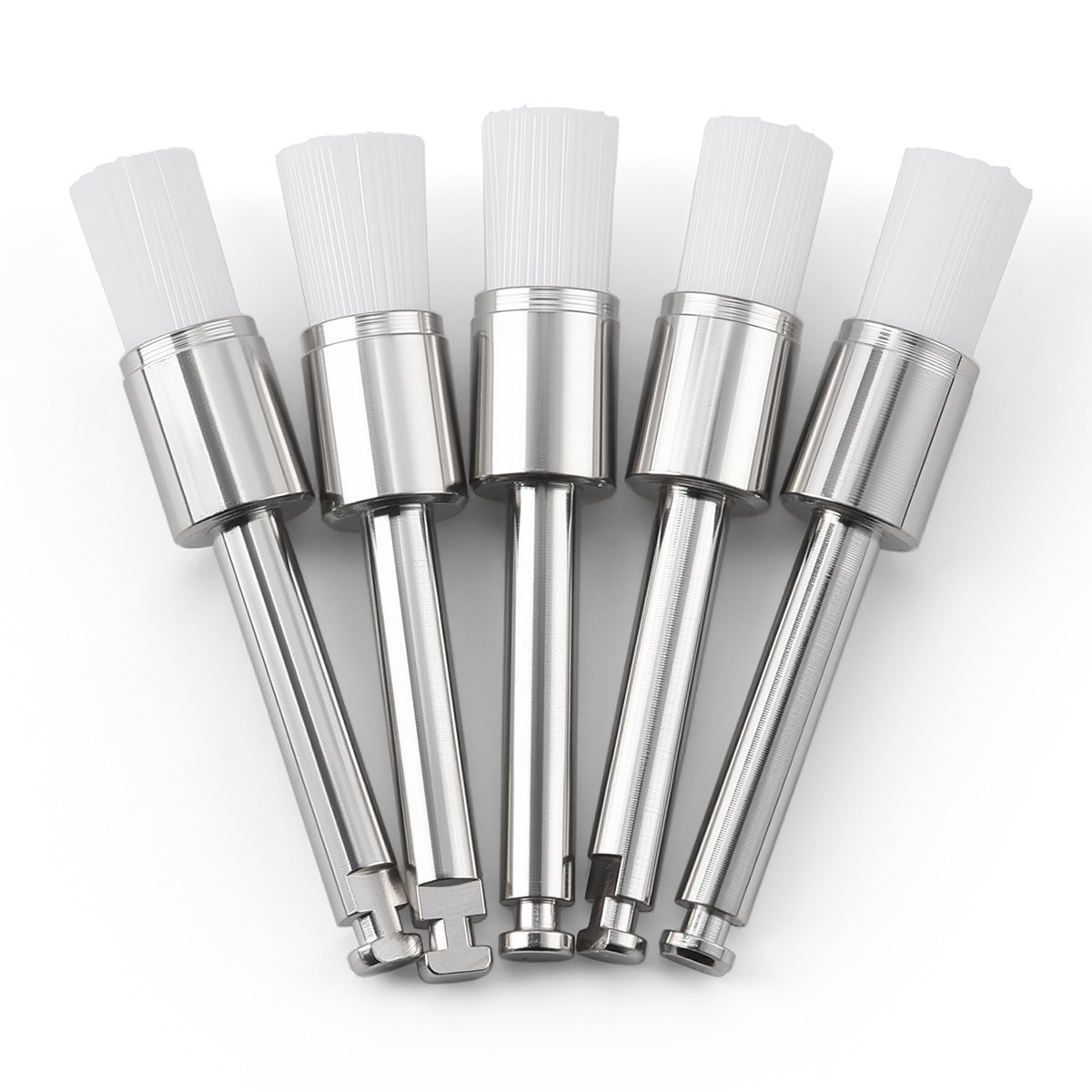 100pcs White Dental Lab Nylon Latch Flat Tapered Polishing Polisher Brushes