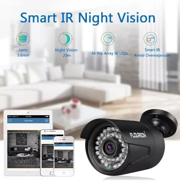 Floureon Security Camera NTSC System 4 AHD Cameras, 1080P, 8CH DVR