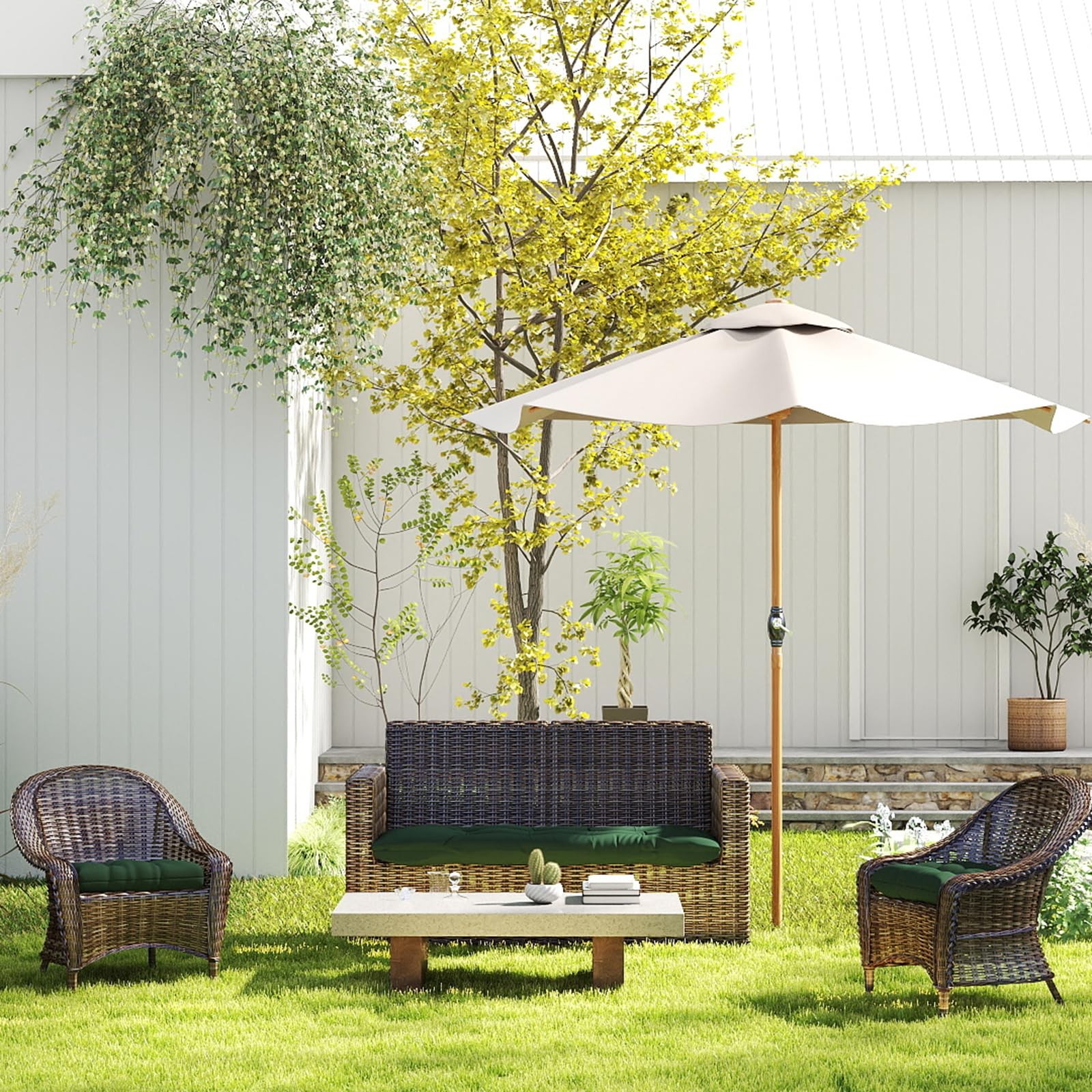 Outdoor Chair Cushions Set 22x22x4 Inch Seat Pads with Ties for Patio