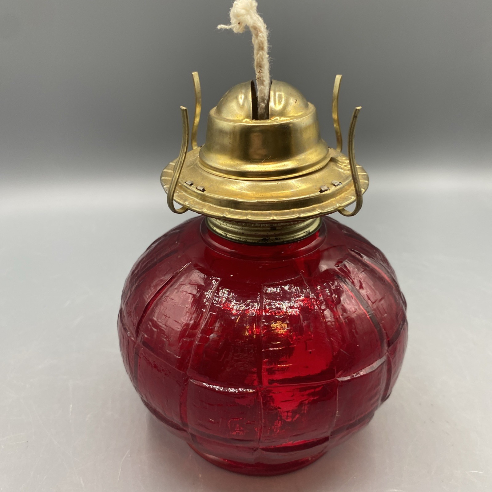 New Vintage Viking Glass Ruby (Red) Paneled Kerosene Lamp Eagle Burner BASE ONLY