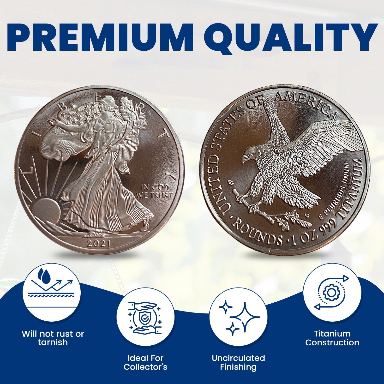 2023 American Eagle Liberty Walking Coin TROY OUNCE OZ .999 Pure TITANIUM Round