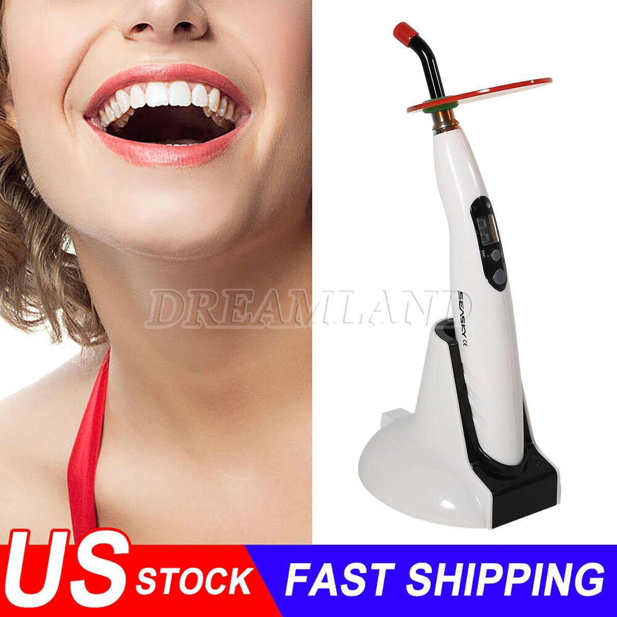 Woodpecker Style Wireless Cordless LED Dental Curing Light Lamp Teeth Whitening