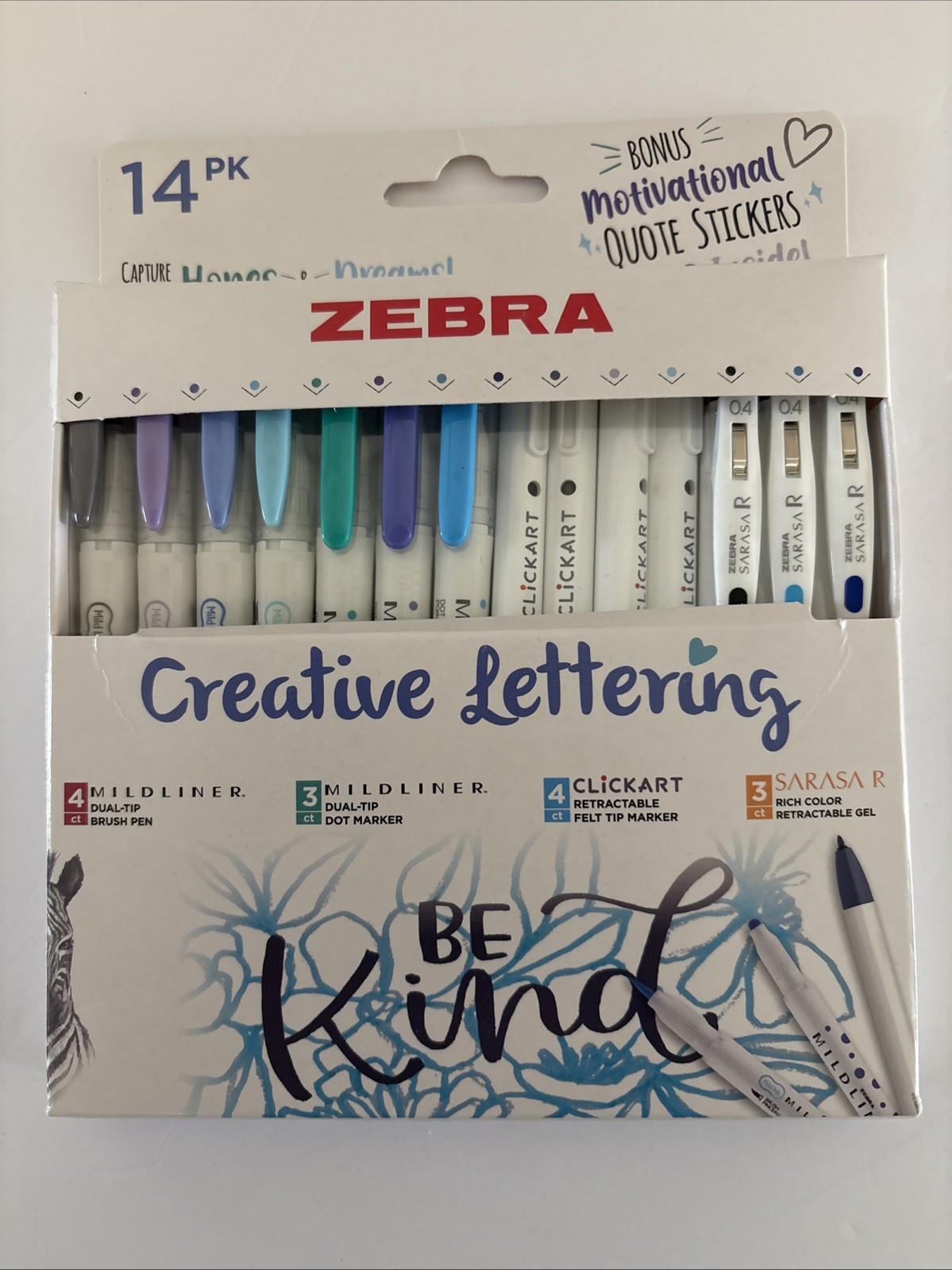 Zebra Pen Junk Journaling Set, 14Pack Assorted Colors And Styles New Fancy!
