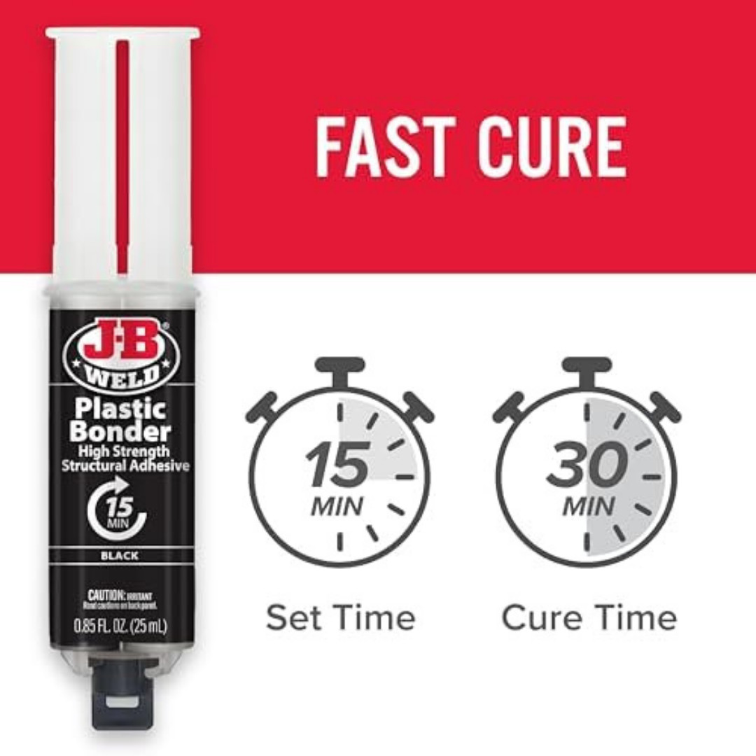 JB Weld Plastic Weld Quick Setting Epoxy Syringe Bonder Repair Glue Black