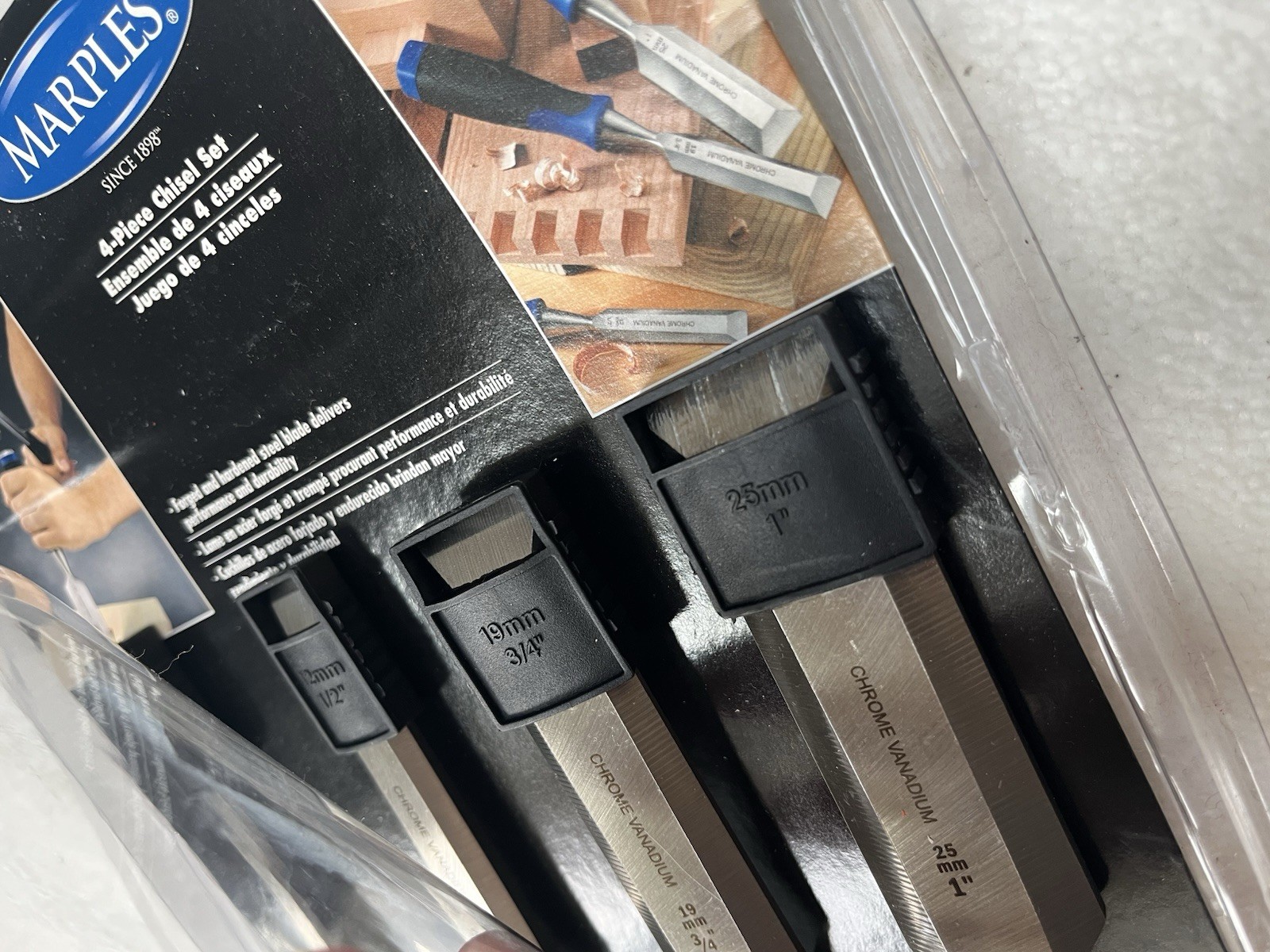 Marples 4 Piece Chisel Set 1/4” 1/2” 3/4” 1” House Tools ONE IS USED