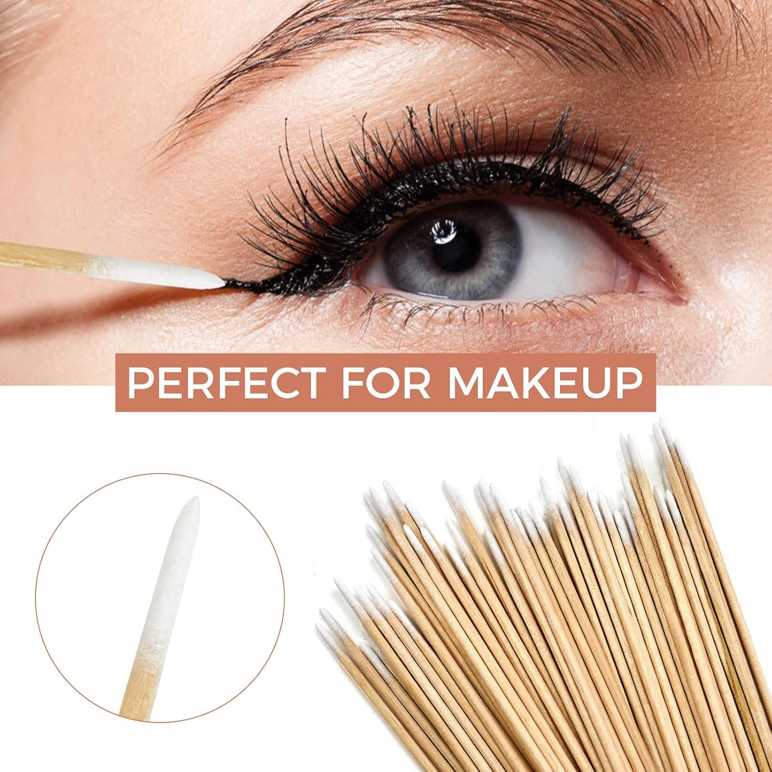 800PCS Pointed Cotton Swabs with Storage Case - 4 Inch Microblading Precision Ti