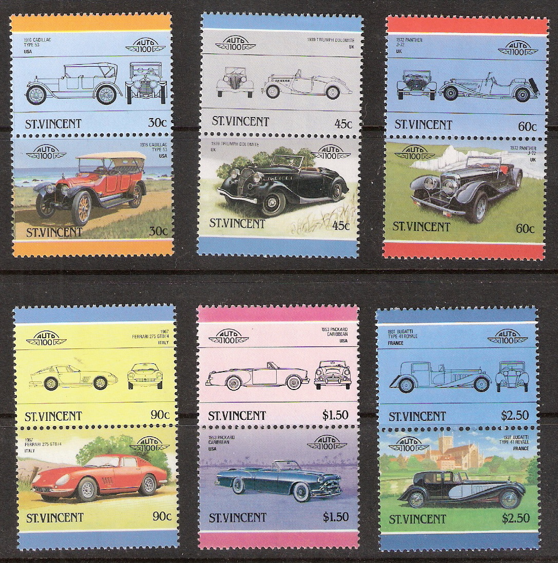 Saint Vincent 1986 Classic Cars Se-Tenant Pair  MNH (SC# 906-911)
