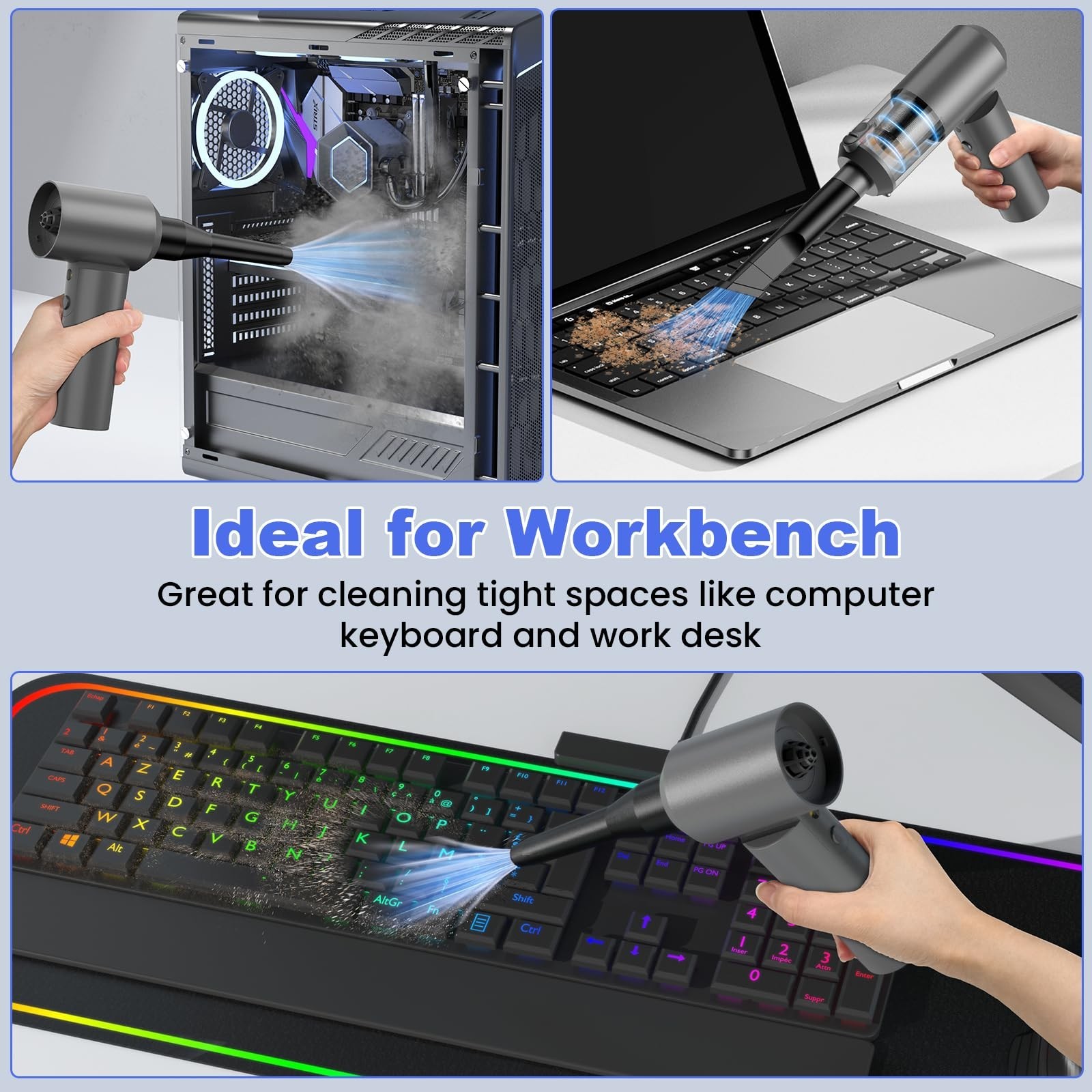 Car Vacuum Portable Cordless with 16000PA Ultra Suction 4-in-1 Foldable ​A