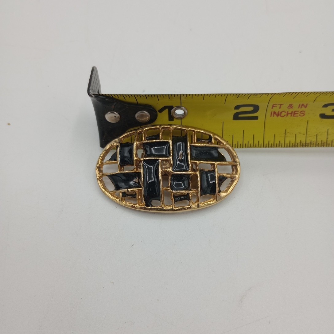 Vintage Ladies Shoe Clips Marked MUSI Black And Gold Tone