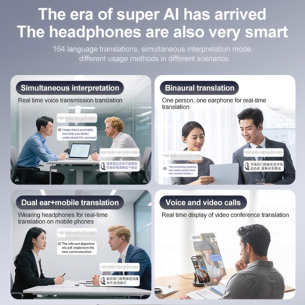 Translator Earbuds 150+ Languages Real Time Online OffLine Translation Earphones