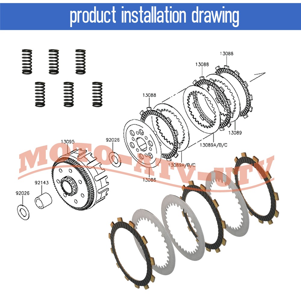 Clutch Friction Steel Plates Kit & Gasket for Kawasaki KLX250S KLX250 2009-2014