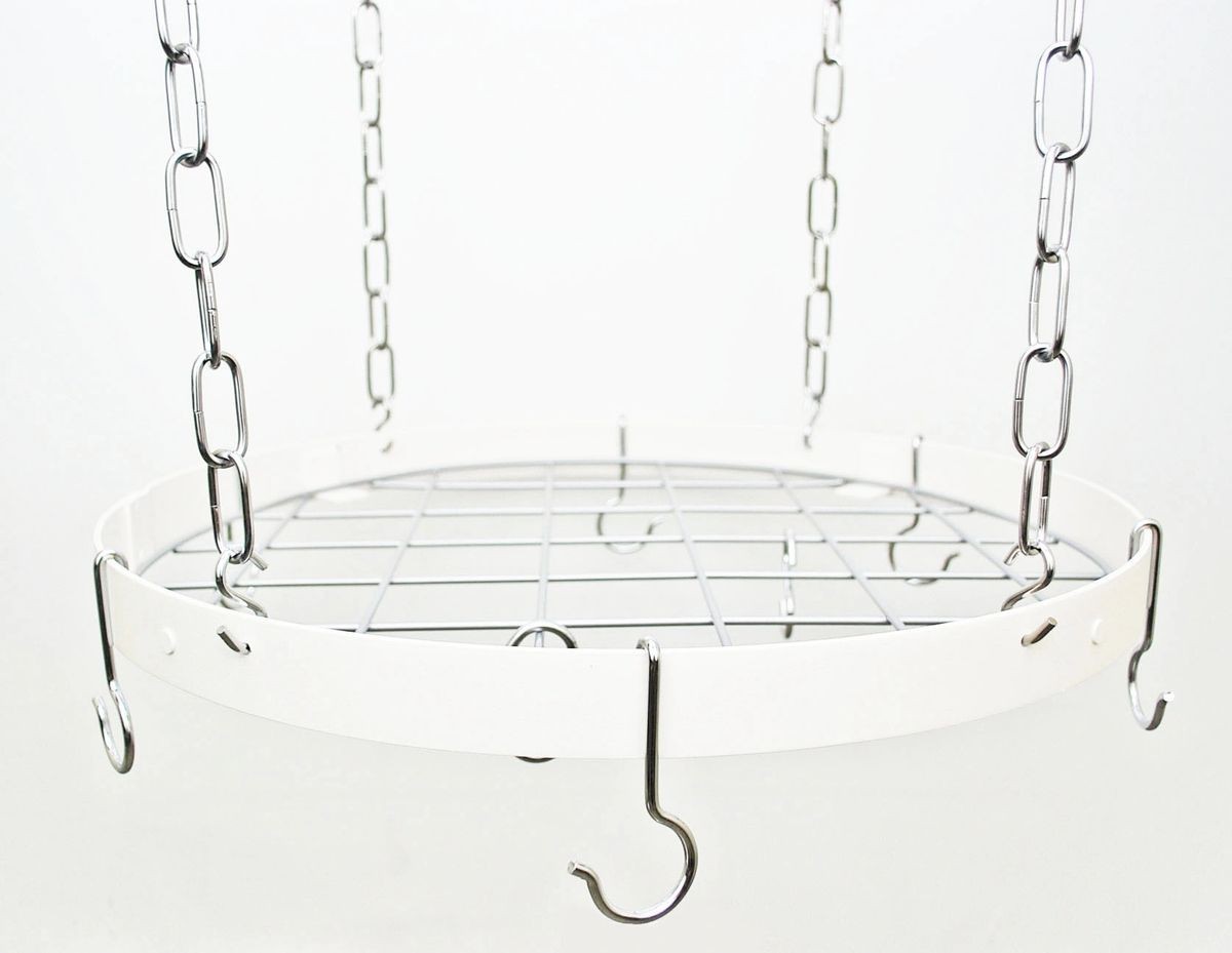 Rogar Round Pot Rack with Grid White / Chrome