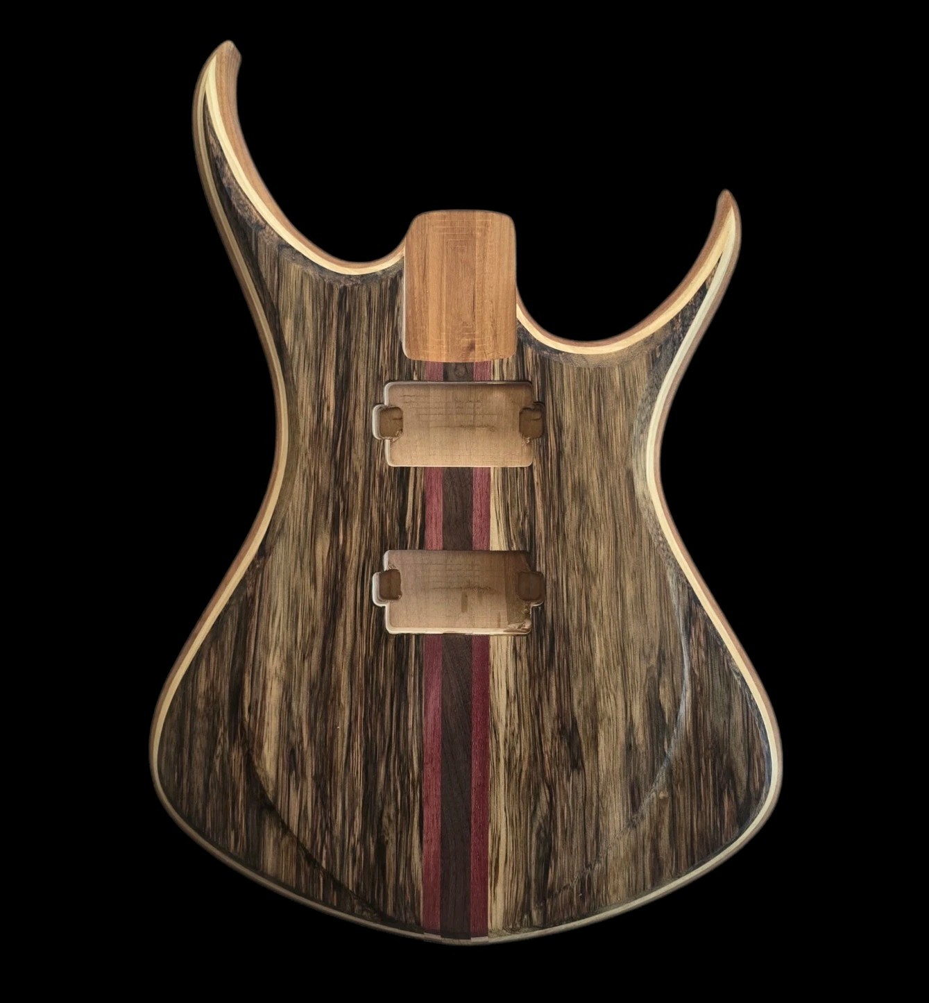 Alembic Style Custom Guitar Body 1 of a Kind Handmade Black Limba/Alder Luthier