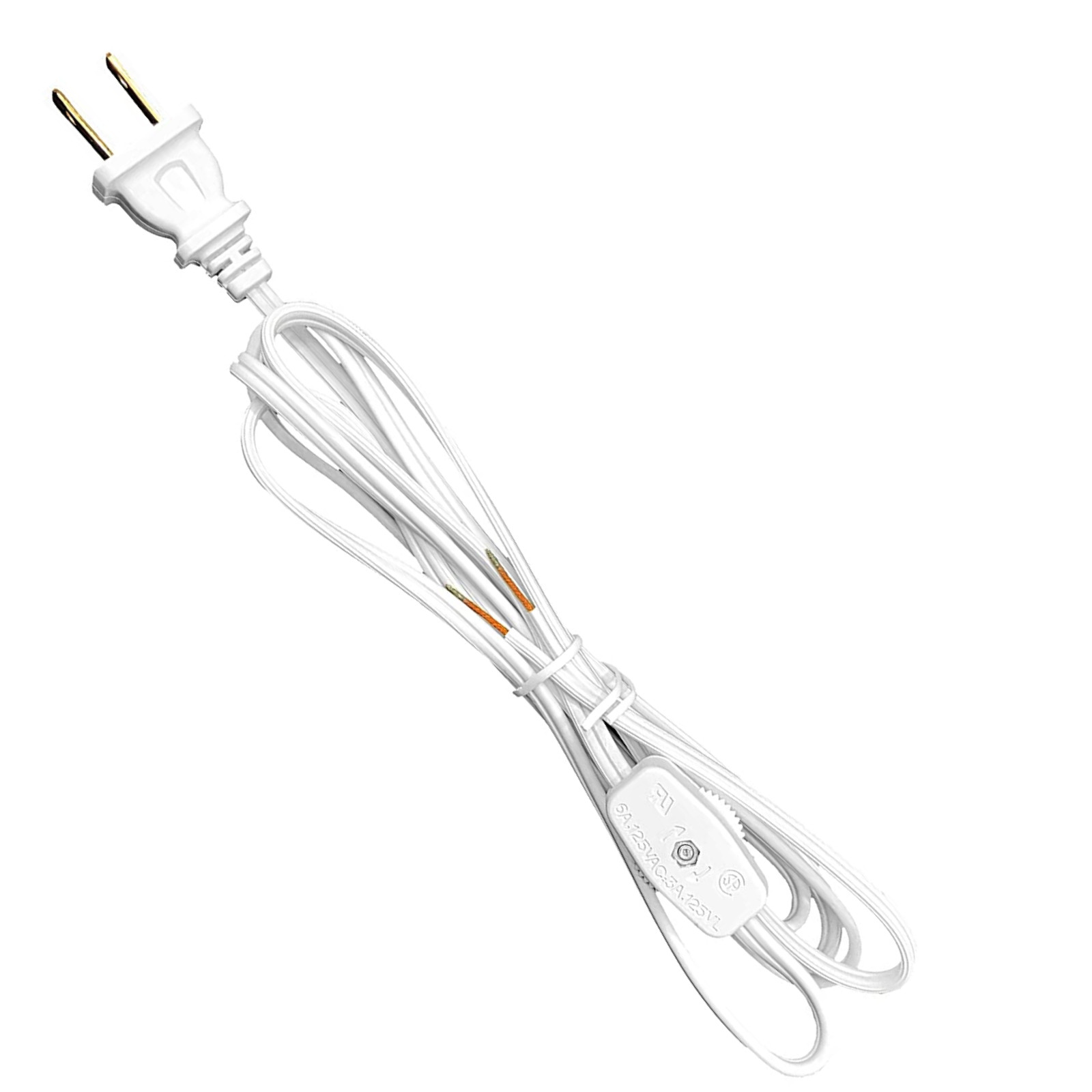 Lamp Cord With Rotary Switch, Polarized Plug, Stripped Ends Ready for Wiring