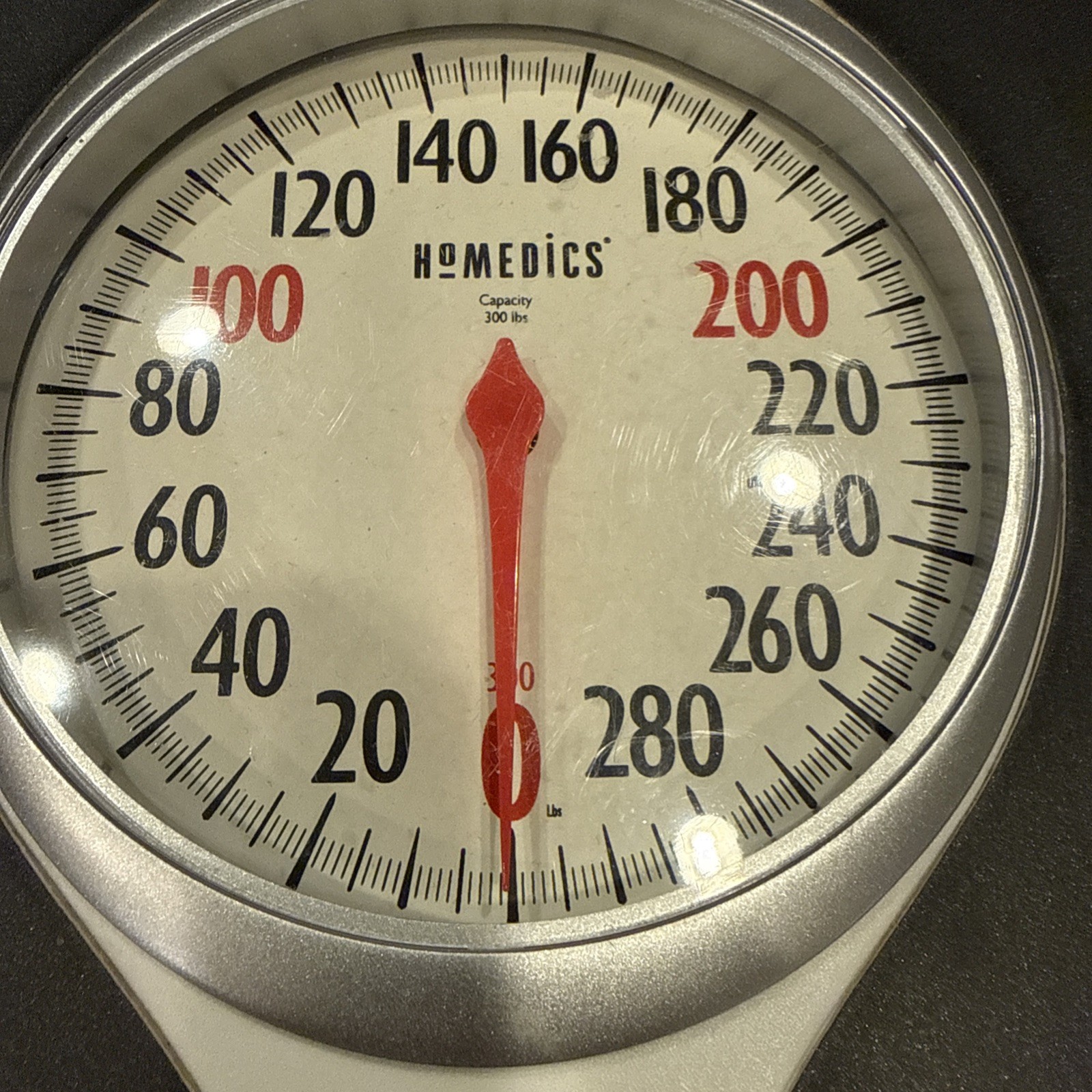 Vintage Homedics Bathroom Floor Scale Large Analog Dial 300 lbs Capacity