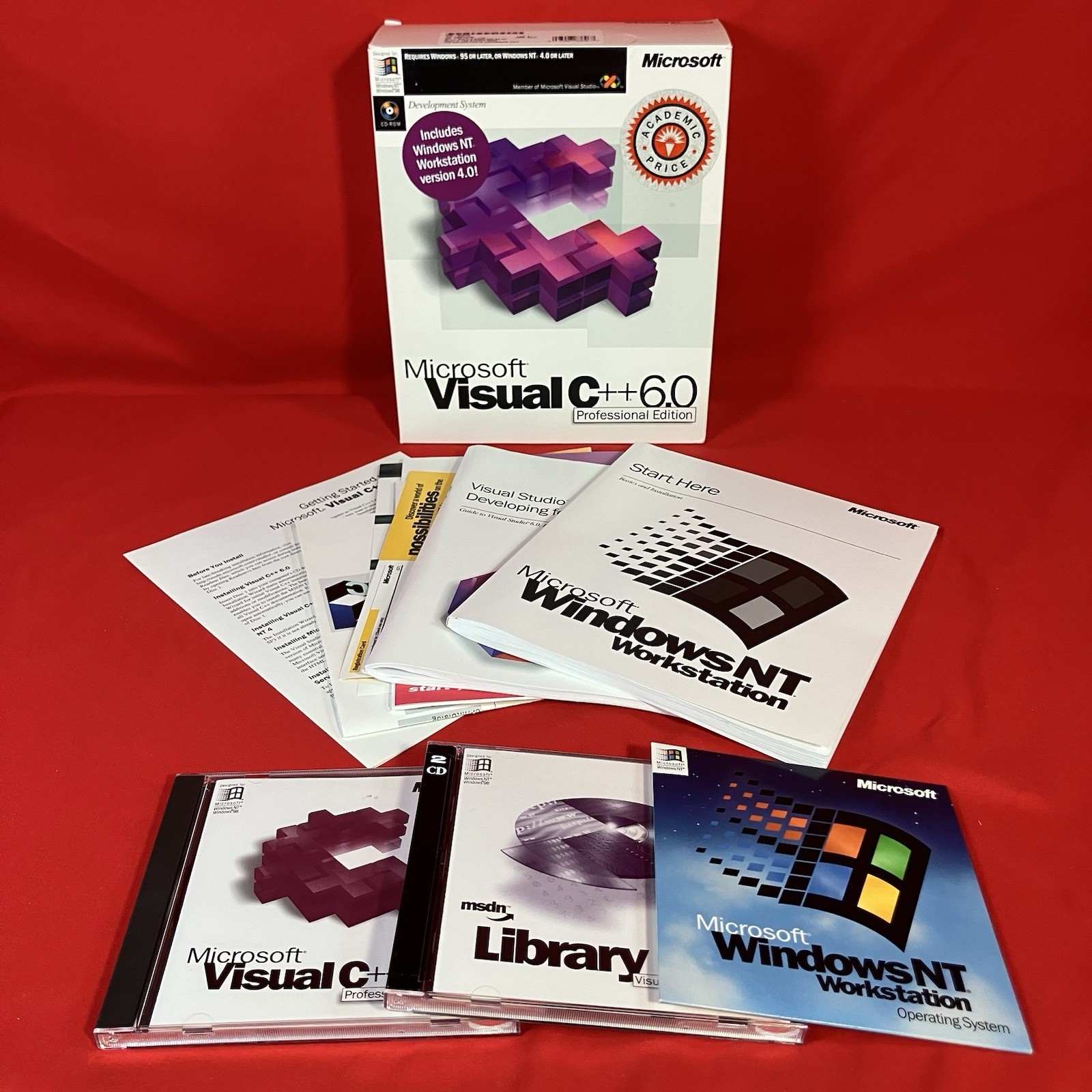 Vtg 1998 Microsoft Visual C++ 6.0 Professional Edition &Key / Windows NT 4.0 Key