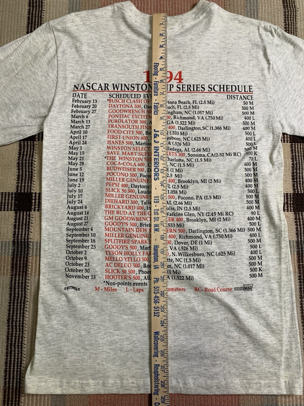 Dale Earnhardt Winston Cup Series 1994 Official Schedule NASCAR T Shirt Size M!!