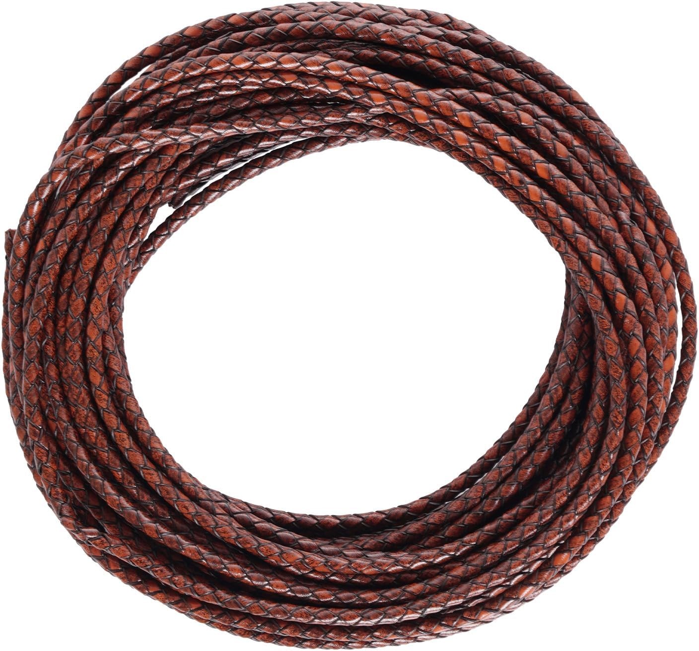 Lystaii Genuine Leather Cord 4mm Round Braided Bolo Leather Cord Strip Braiding